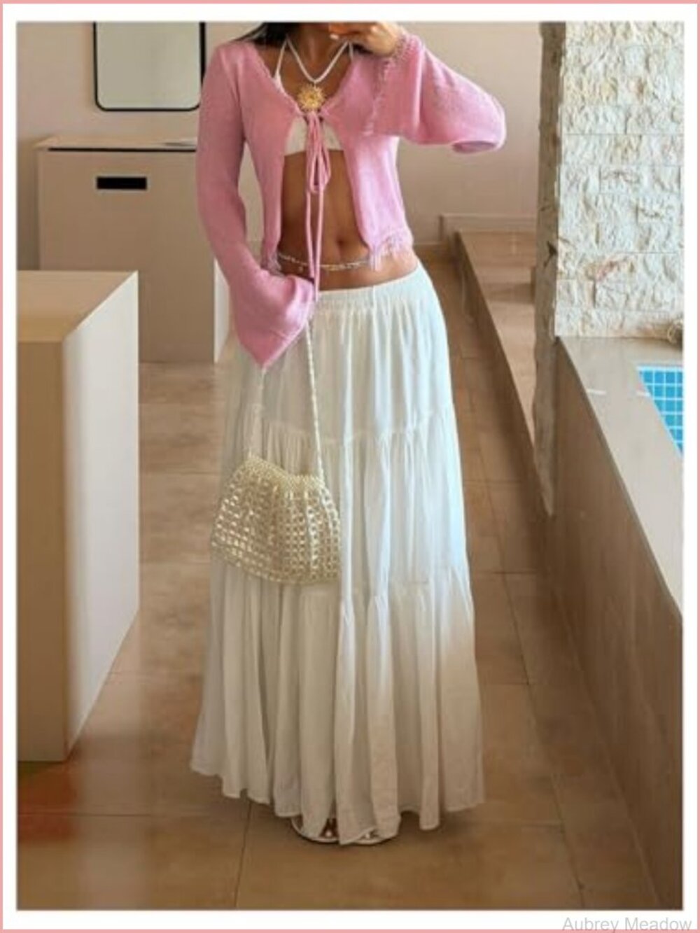 Tie Front Knit Cardigan Shrug V Neck Bell Long Sleeve Y2k Lightweight Summer - Picture 5 of 5